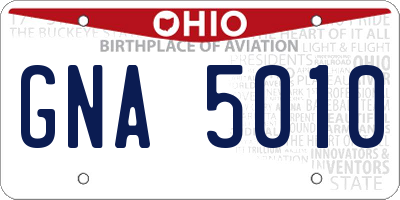 OH license plate GNA5010