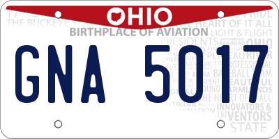 OH license plate GNA5017