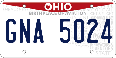 OH license plate GNA5024