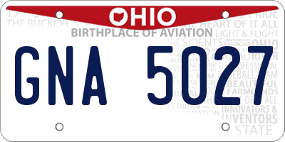 OH license plate GNA5027