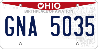 OH license plate GNA5035