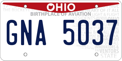 OH license plate GNA5037