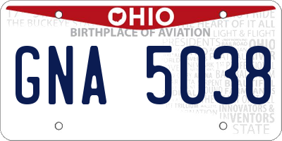 OH license plate GNA5038