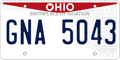 OH license plate GNA5043