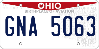 OH license plate GNA5063