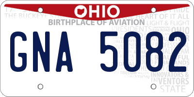 OH license plate GNA5082