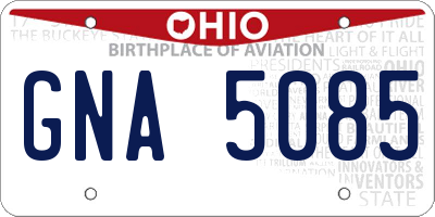OH license plate GNA5085