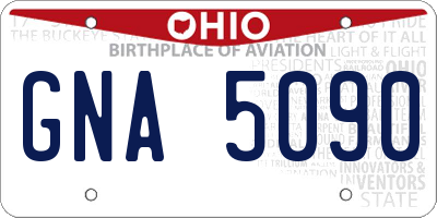 OH license plate GNA5090