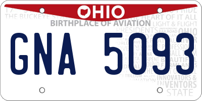 OH license plate GNA5093