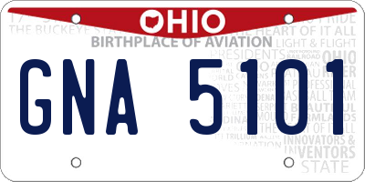 OH license plate GNA5101