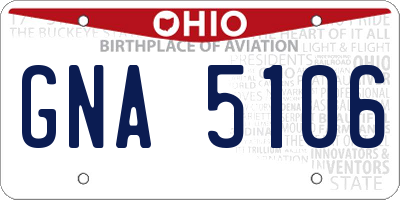 OH license plate GNA5106