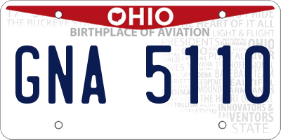 OH license plate GNA5110