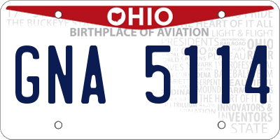 OH license plate GNA5114