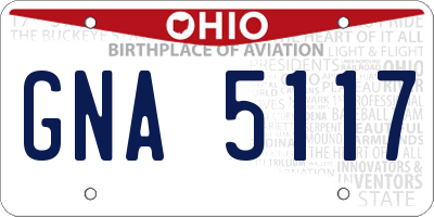 OH license plate GNA5117