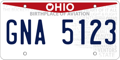 OH license plate GNA5123