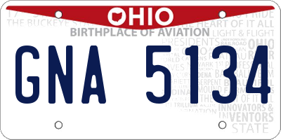OH license plate GNA5134
