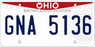 OH license plate GNA5136