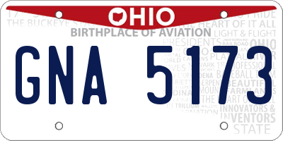 OH license plate GNA5173