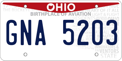 OH license plate GNA5203