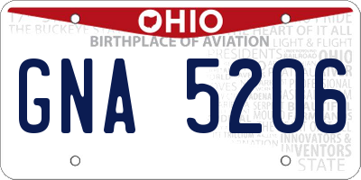 OH license plate GNA5206