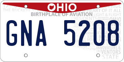 OH license plate GNA5208