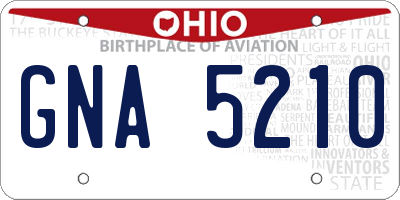 OH license plate GNA5210