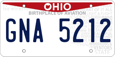 OH license plate GNA5212