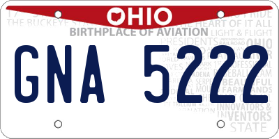 OH license plate GNA5222