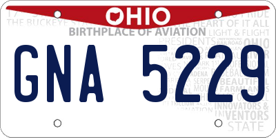 OH license plate GNA5229