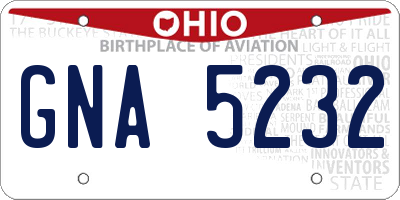 OH license plate GNA5232