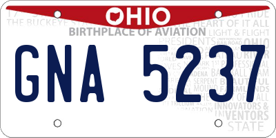OH license plate GNA5237
