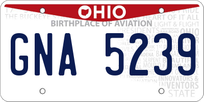 OH license plate GNA5239