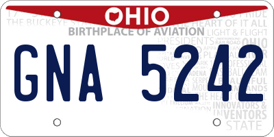 OH license plate GNA5242