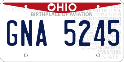 OH license plate GNA5245