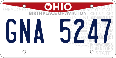 OH license plate GNA5247