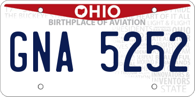 OH license plate GNA5252