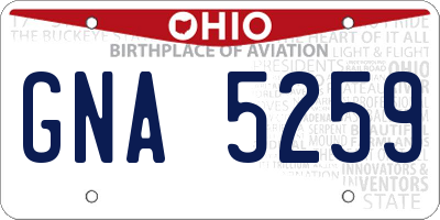 OH license plate GNA5259