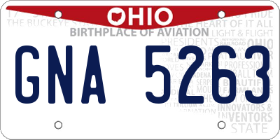 OH license plate GNA5263