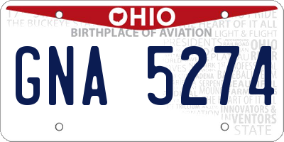 OH license plate GNA5274