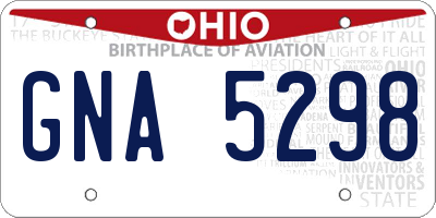 OH license plate GNA5298