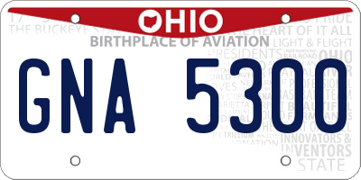 OH license plate GNA5300