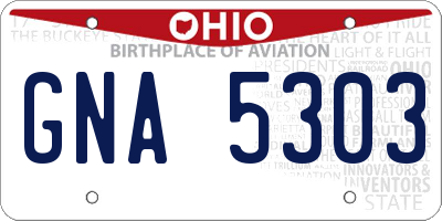 OH license plate GNA5303