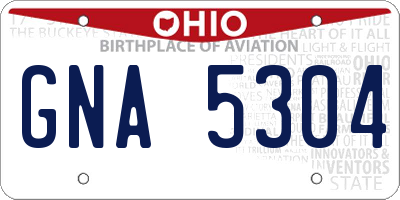 OH license plate GNA5304