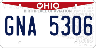 OH license plate GNA5306
