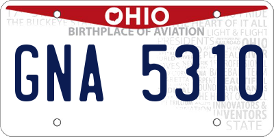 OH license plate GNA5310