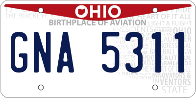 OH license plate GNA5311