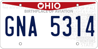 OH license plate GNA5314