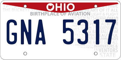 OH license plate GNA5317