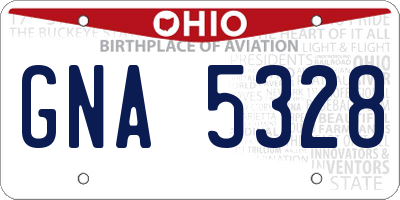 OH license plate GNA5328