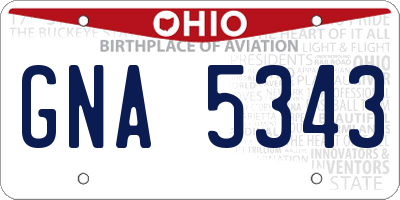 OH license plate GNA5343